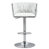 360Â° Fabric cover Swivel Bar Stools Set of 2, Adjustable Counter Height Bar Chairs with Woven Back & Footrest