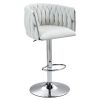 360Â° Fabric cover Swivel Bar Stools Set of 2, Adjustable Counter Height Bar Chairs with Woven Back & Footrest