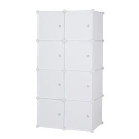 8 Cube Organizer Stackable Plastic Cube Storage Shelves Design Multifunctional Modular Closet Cabinet with Hanging Rod (Option: as picture)