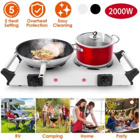 2000 Watt Electric Furnace, Portable Desktop Dual Stove (Color: White)