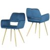 Set of 2 Modern Upholstered Dining Chair with Gold Metal Legs