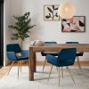 Set of 2 Modern Upholstered Dining Chair with Gold Metal Legs