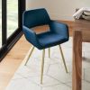 Set of 2 Modern Upholstered Dining Chair with Gold Metal Legs