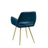 Set of 2 Modern Upholstered Dining Chair with Gold Metal Legs