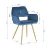 Set of 2 Modern Upholstered Dining Chair with Gold Metal Legs