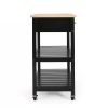 Modern  Kitchen Island Cart with Wood Top 2 Drawers and 2 Bottom Shelves