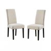 Set of 2 Modern Fabric Upholstered Dining Chair with Black Wood Legs