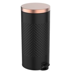 Hands Free Metal Step On Trash Can - 8 Gallons (Color: Black/Gold)