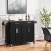 Kitchen Cart Island with Stainless Steel Top 2 Drawers and Cabinet