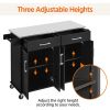Kitchen Cart Island with Stainless Steel Top 2 Drawers and Cabinet
