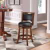 Counter Height Barstool in Wood Finish with Black Padded Swivel Seat