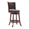 Counter Height Barstool in Wood Finish with Black Padded Swivel Seat