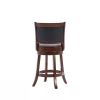 Counter Height Barstool in Wood Finish with Black Padded Swivel Seat