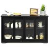 Wood Buffet Kitchen Dining Sideboard Storage Cabinet w/ Glass Sliding Door