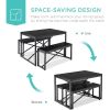 Modern 3-Piece Dining Set - Metal Frame Wood Top Table and 2 Bench Chairs