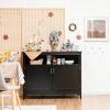 Wood 2-Door Dining Buffet Sideboard Cabinet with Open Storage Shelf