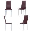 Set of 4 Modern High Back PVC Leather Dining Chairs with Metal Legs