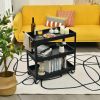 Steel Frame Kitchen Serving Utility Cart on Wheels with 2 Bottom Shelves