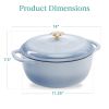8 Quart Large Enamel Cast-Iron Dutch Oven Kitchen Cookware