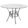 Round 48-inch Glass Top Dining Table with  Metal Frame