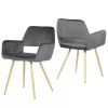 Set of 2 Modern Upholstered Dining Chair with Gold Metal Legs