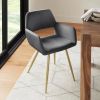 Set of 2 Modern Upholstered Dining Chair with Gold Metal Legs