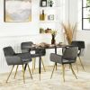 Set of 2 Modern Upholstered Dining Chair with Gold Metal Legs