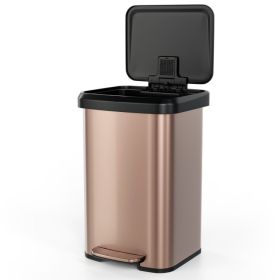 13-Gallon Stainless Steel Step Trash Can with Soft Close Lid (Color: Copper Gold)