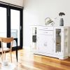 Wood Buffet Sideboard Cabinet with Glass Display Doors