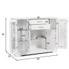 Wood Buffet Sideboard Cabinet with Glass Display Doors