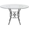 Round 48-inch Glass Top Dining Table with  Metal Frame