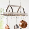 Rustic 2 Light 10 Hook Ceiling Mounted Hanging Pot Rack