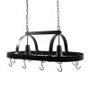 Rustic 2 Light 10 Hook Ceiling Mounted Hanging Pot Rack