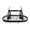 Rustic 2 Light 10 Hook Ceiling Mounted Hanging Pot Rack