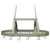 Rustic 2 Light 10 Hook Ceiling Mounted Hanging Pot Rack