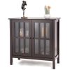 Wood Sideboard Buffet Cabinet with Glass Panel Doors
