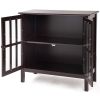 Wood Sideboard Buffet Cabinet with Glass Panel Doors