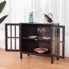 Wood Sideboard Buffet Cabinet with Glass Panel Doors