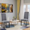 Set of 2 Modern Fabric Upholstered Dining Chair with Black Wood Legs