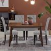 Set of 2  Linen Button Tufted Dining Chair with Wood Legs