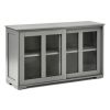 Wood Buffet Kitchen Dining Sideboard Storage Cabinet w/ Glass Sliding Door