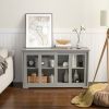 Wood Buffet Kitchen Dining Sideboard Storage Cabinet w/ Glass Sliding Door