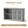 Wood Buffet Kitchen Dining Sideboard Storage Cabinet w/ Glass Sliding Door