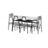 Modern 6-Piece Dining Set with Wood Top Table 4 Chairs and Storage Bench