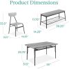 Modern 6-Piece Dining Set with Wood Top Table 4 Chairs and Storage Bench