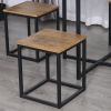 Farmhouse 5 Piece Square Wood Steel Kitchen Dining Set