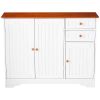 White Sideboard Buffet Cabinet with Finish Top and Knobs