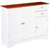 White Sideboard Buffet Cabinet with Finish Top and Knobs