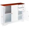 White Sideboard Buffet Cabinet with Finish Top and Knobs