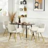 Set of 2 Modern Upholstered Dining Chair with Gold Metal Legs
